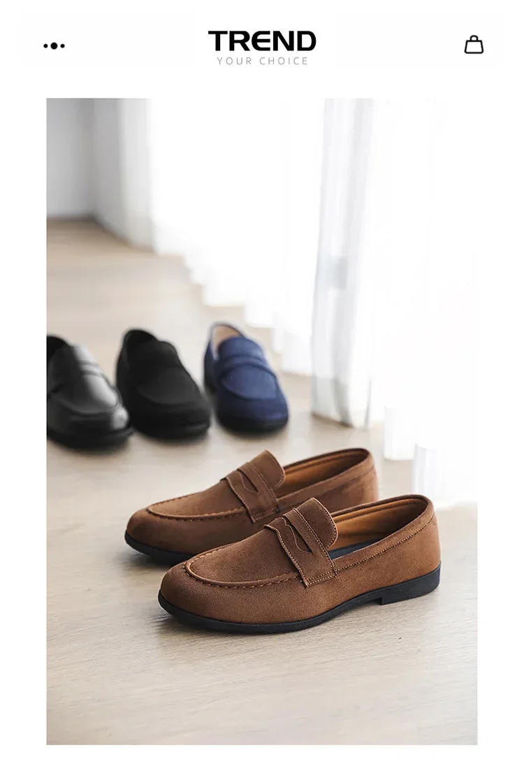 Autumn Suede Loafers Man Large Size 45 Comfort Slip-on Casual Shoes Men Flats Retro Brown Moccasins For Men zapatos de hombre - Image 28