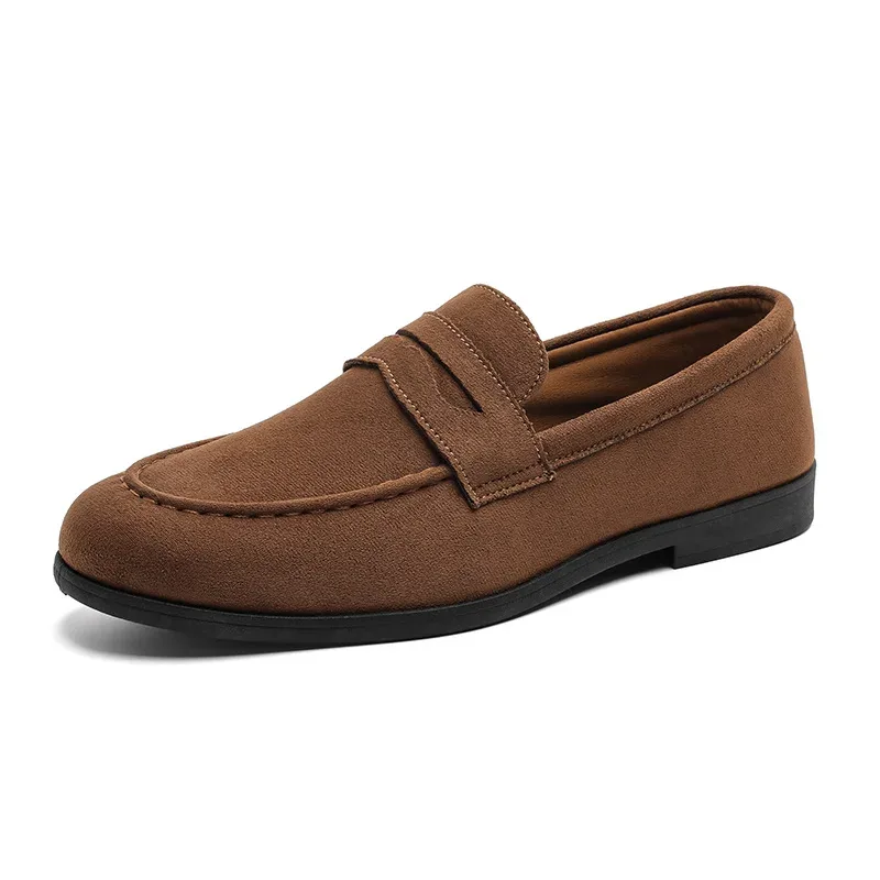 Autumn Suede Loafers Man Large Size 45 Comfort Slip-on Casual Shoes Men Flats Retro Brown Moccasins For Men zapatos de hombre - Image 31