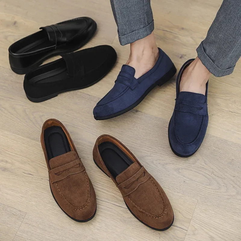 Autumn Suede Loafers Man Large Size 45 Comfort Slip-on Casual Shoes Men Flats Retro Brown Moccasins For Men zapatos de hombre - Image 6