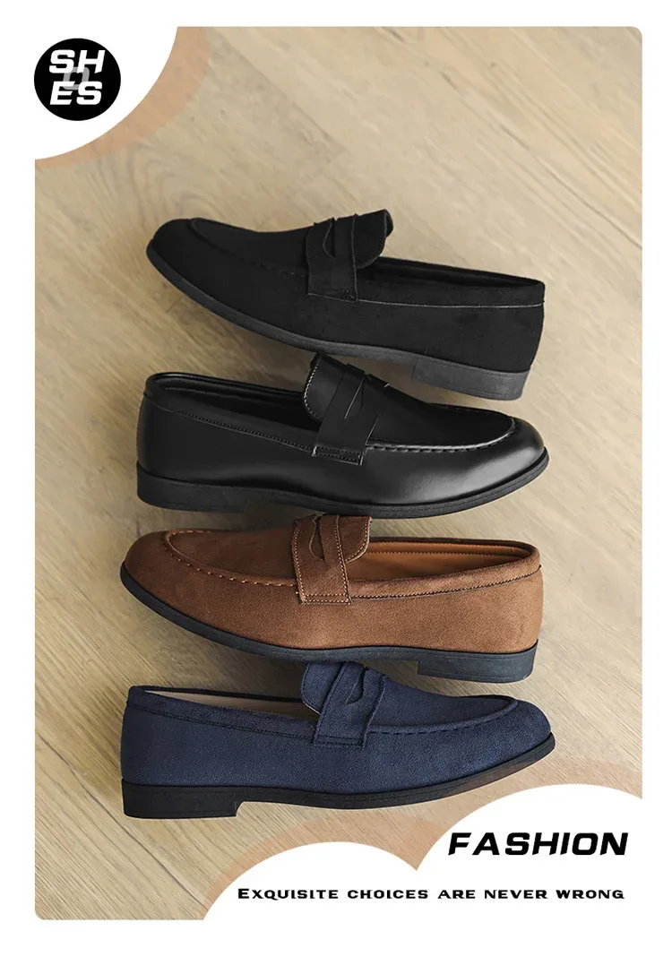 Autumn Suede Loafers Man Large Size 45 Comfort Slip-on Casual Shoes Men Flats Retro Brown Moccasins For Men zapatos de hombre - Image 7