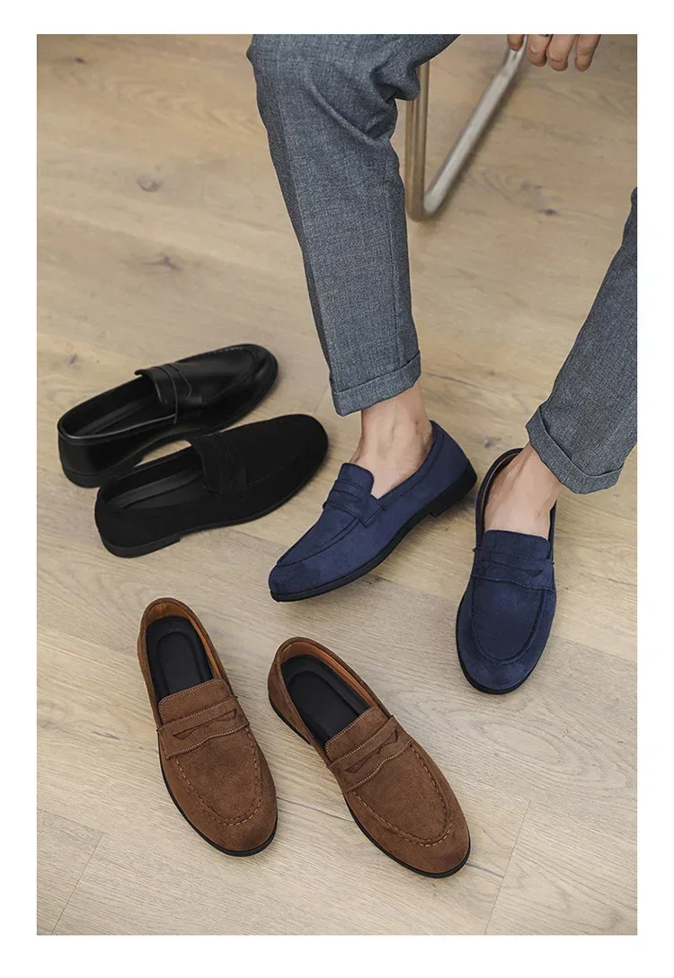 Autumn Suede Loafers Man Large Size 45 Comfort Slip-on Casual Shoes Men Flats Retro Brown Moccasins For Men zapatos de hombre - Image 8
