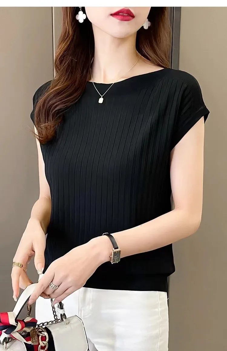 Blusas Mujer De Moda 2025Verano Short Sleeve Knitted Tops Sweater Women Pullovers Sweaters For Women Woman Sweaters Blusa - Image 11