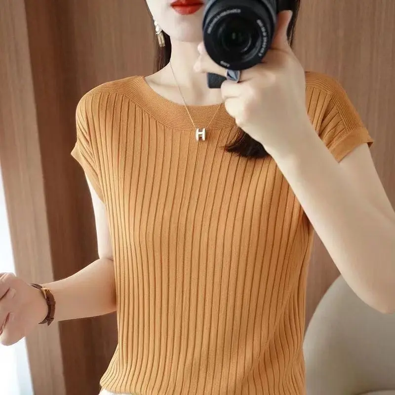 Blusas Mujer De Moda 2025Verano Short Sleeve Knitted Tops Sweater Women Pullovers Sweaters For Women Woman Sweaters Blusa - Image 32