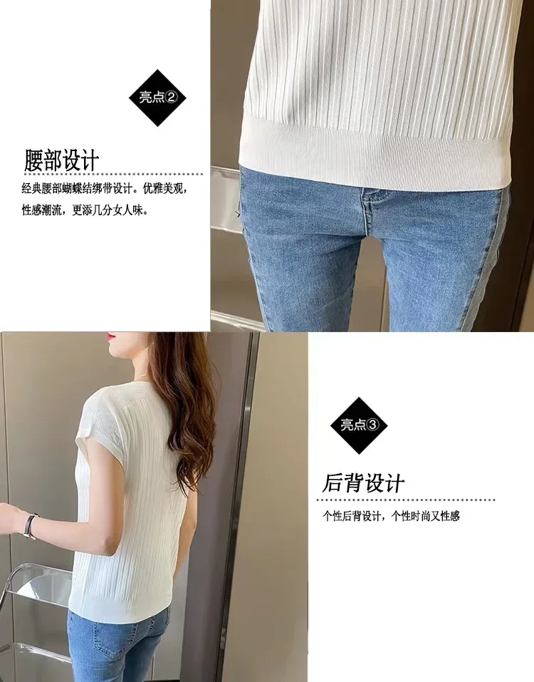 Blusas Mujer De Moda 2025Verano Short Sleeve Knitted Tops Sweater Women Pullovers Sweaters For Women Woman Sweaters Blusa - Image 5