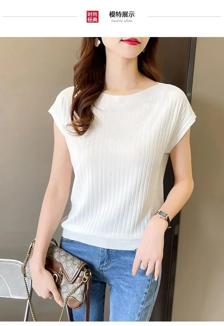 Blusas Mujer De Moda 2025Verano Short Sleeve Knitted Tops Sweater Women Pullovers Sweaters For Women Woman Sweaters Blusa - Image 7