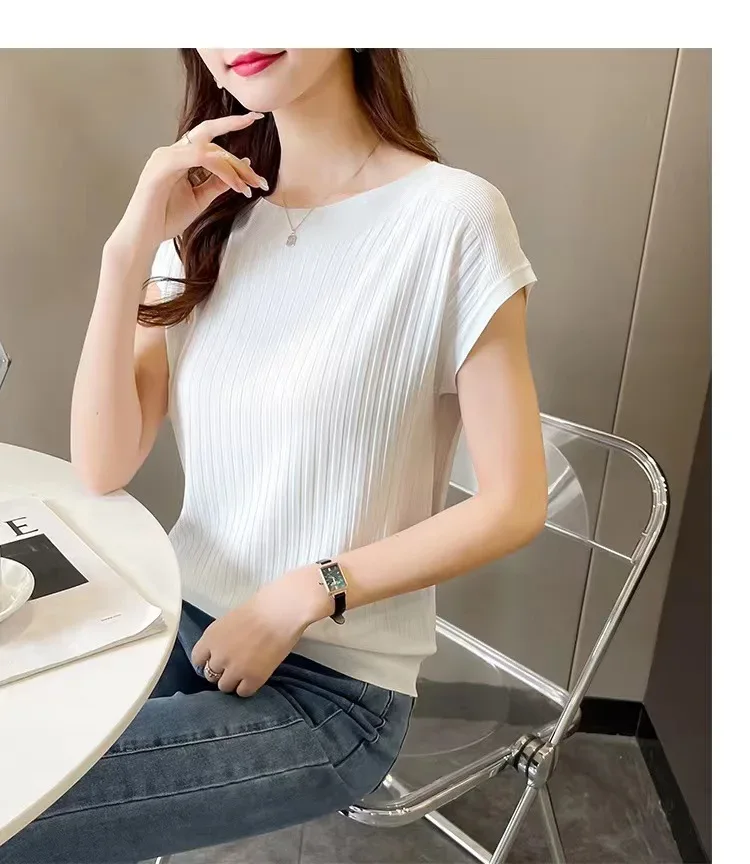 Blusas Mujer De Moda 2025Verano Short Sleeve Knitted Tops Sweater Women Pullovers Sweaters For Women Woman Sweaters Blusa - Image 9