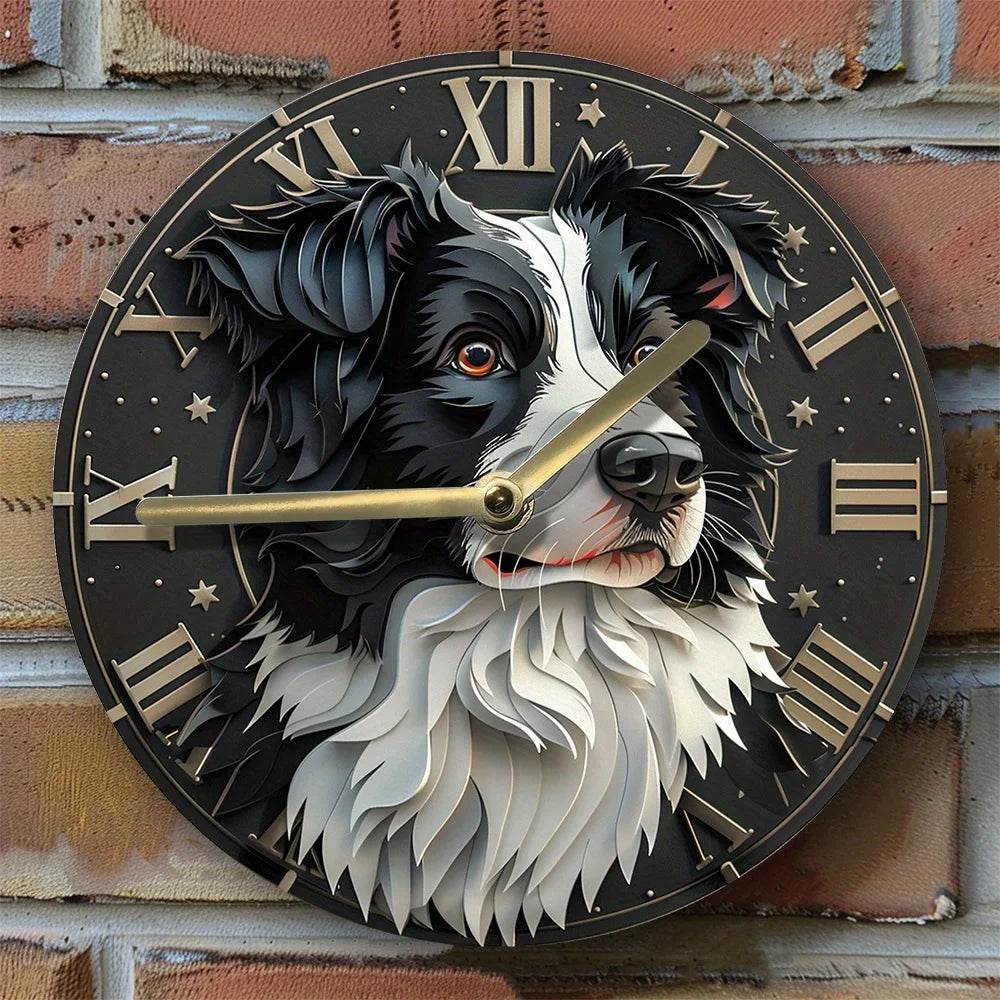 Border Collie Silent Wall Clock