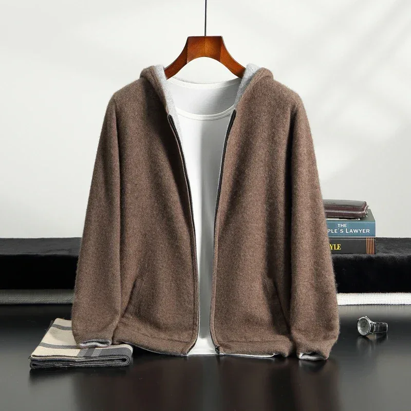 Cashmere Hooded Zip Cardigan - Image 3