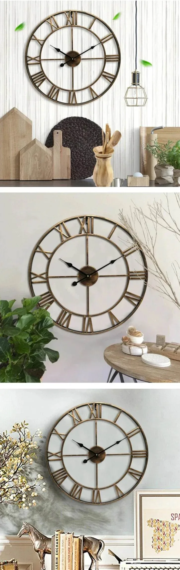Classic Roman Numeral Metal Wall Clock - Image 10