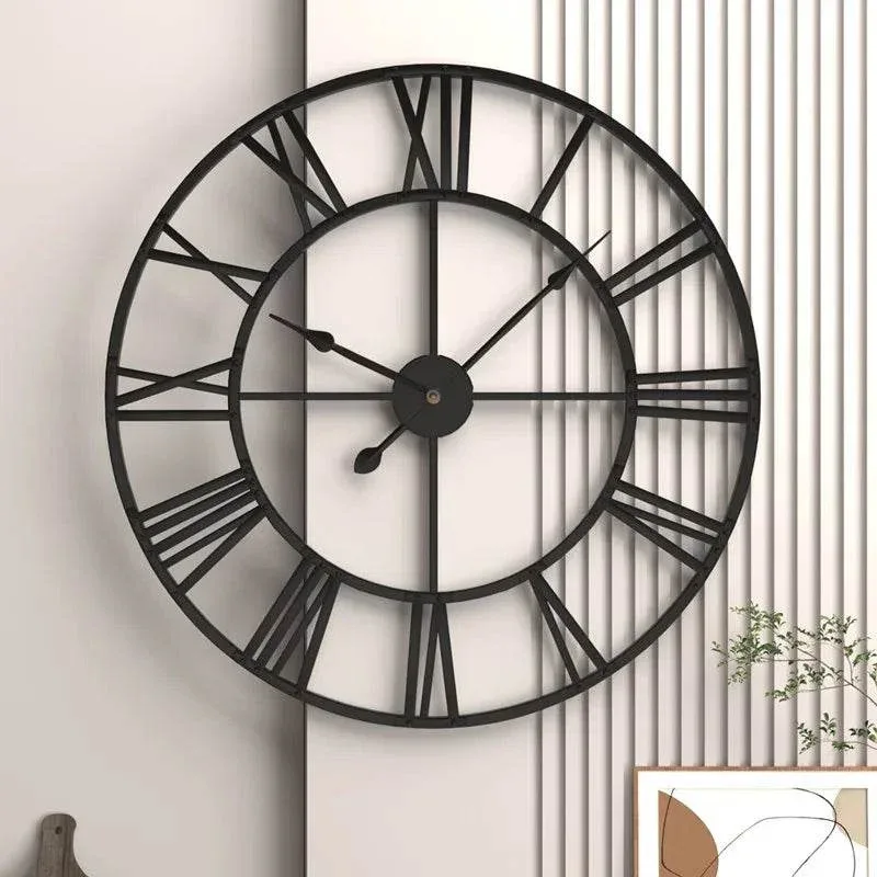 Classic Roman Numeral Metal Wall Clock - Image 3