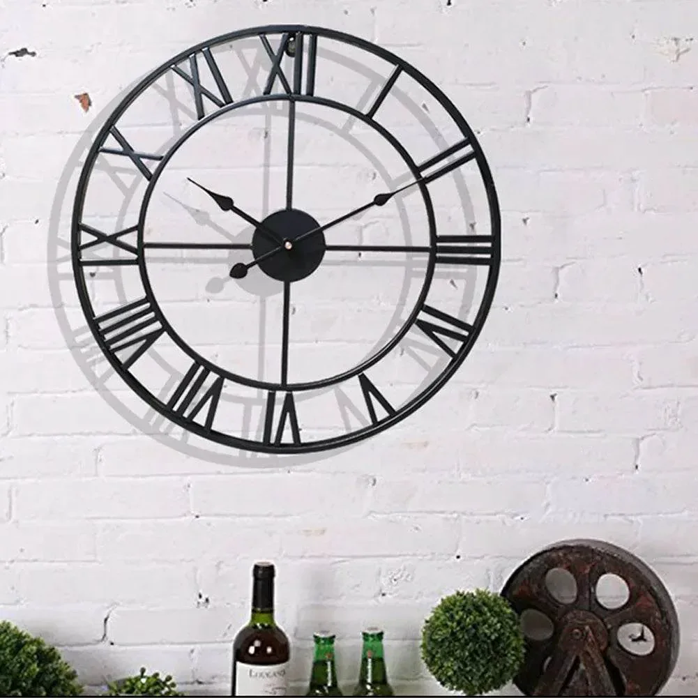 Classic Roman Numeral Metal Wall Clock - Image 6