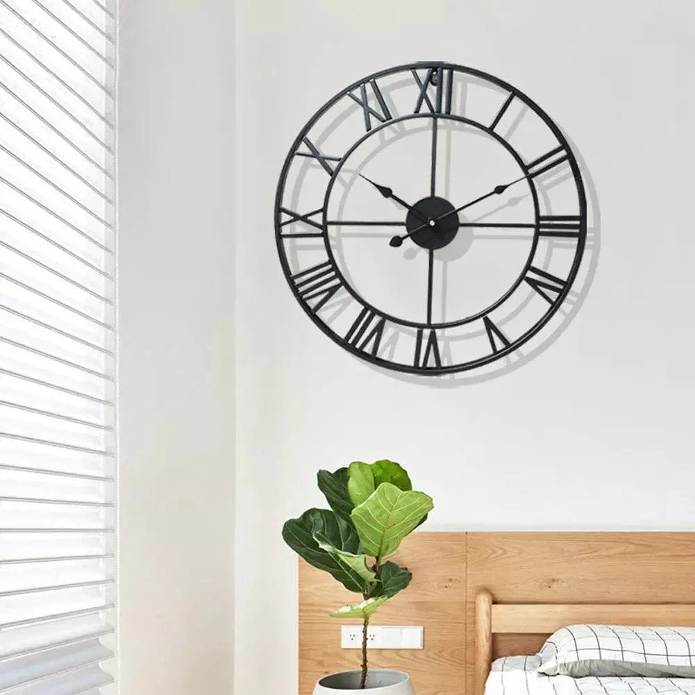 Classic Roman Numeral Metal Wall Clock - Image 9