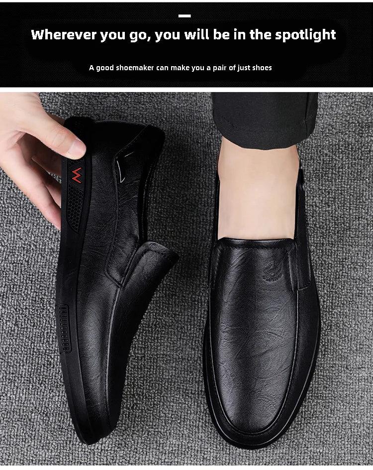CLOHOO Men's Business Casual Shoes Handmade Layered Cowhide Rubber Bottom Leather Footwear for Office And Leisure - Image 11