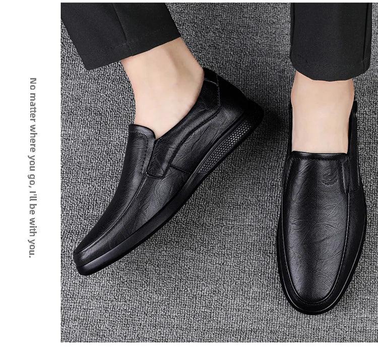 CLOHOO Men's Business Casual Shoes Handmade Layered Cowhide Rubber Bottom Leather Footwear for Office And Leisure - Image 14
