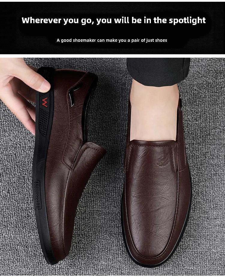 CLOHOO Men's Business Casual Shoes Handmade Layered Cowhide Rubber Bottom Leather Footwear for Office And Leisure - Image 15