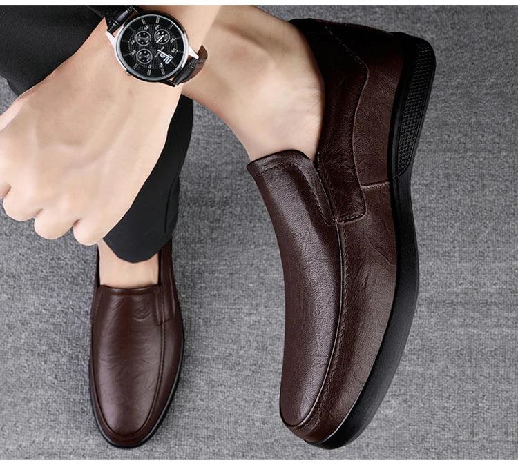 CLOHOO Men's Business Casual Shoes Handmade Layered Cowhide Rubber Bottom Leather Footwear for Office And Leisure - Image 16