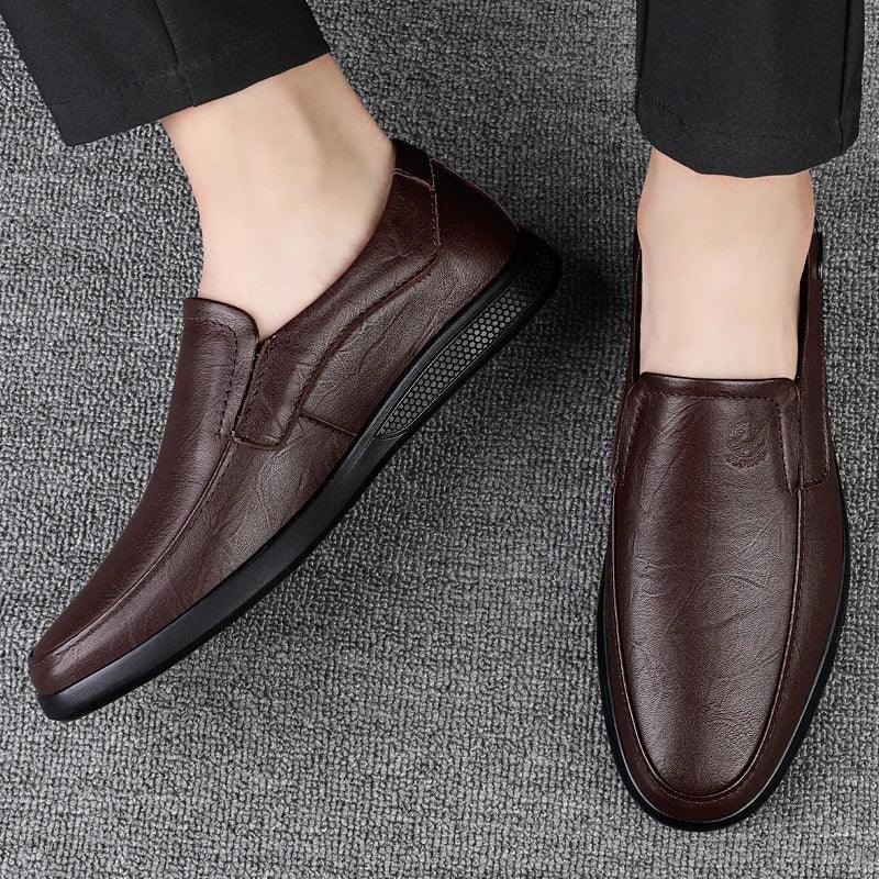 CLOHOO Men's Business Casual Shoes Handmade Layered Cowhide Rubber Bottom Leather Footwear for Office And Leisure - Image 3