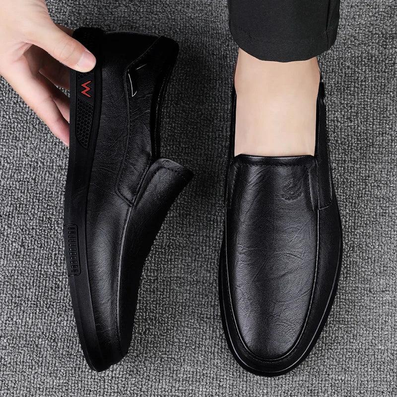 CLOHOO Men's Business Casual Shoes Handmade Layered Cowhide Rubber Bottom Leather Footwear for Office And Leisure - Image 4