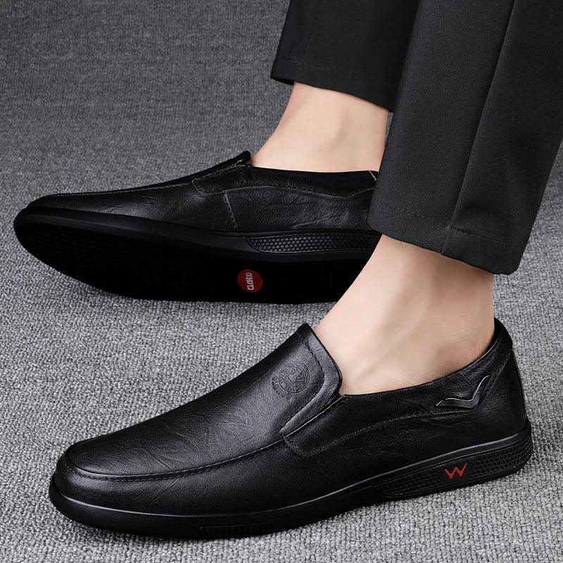 CLOHOO Men's Business Casual Shoes Handmade Layered Cowhide Rubber Bottom Leather Footwear for Office And Leisure - Image 5