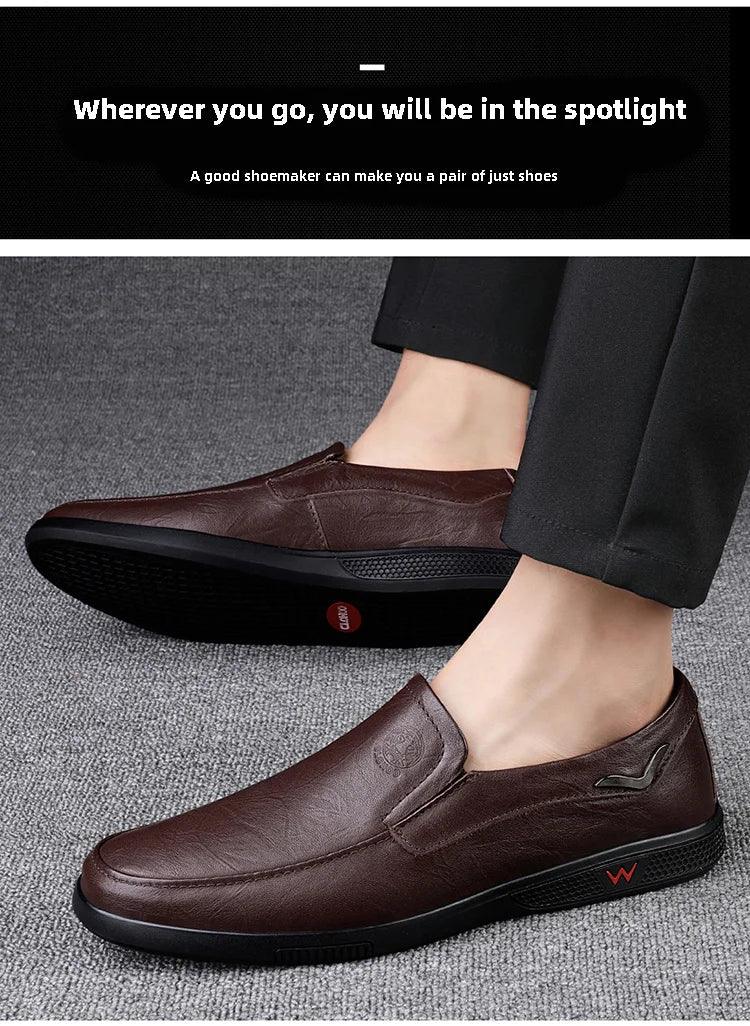 CLOHOO Men's Business Casual Shoes Handmade Layered Cowhide Rubber Bottom Leather Footwear for Office And Leisure - Image 9