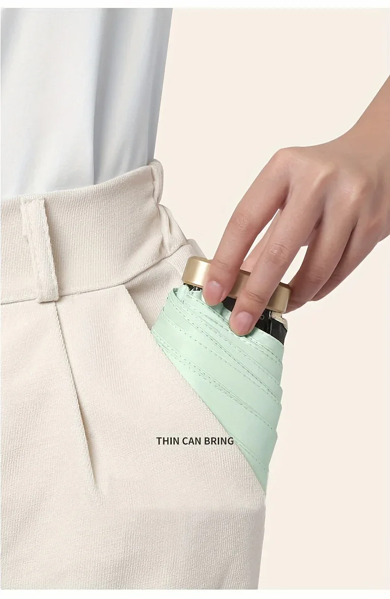 Compact 6-Rib Mini Folding Umbrella - Lightweight Durable Aluminum Alloy Handle & Frame, Manual Open/Close, Stylish Portable Design for Sun & Rain, Available in Pink, Blue, White, Gray - Cute Rain Gear with PVC Umbrella - Image 19