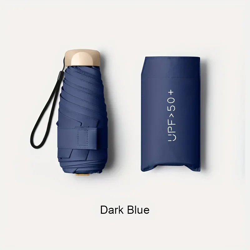 Compact 6-Rib Mini Folding Umbrella - Lightweight Durable Aluminum Alloy Handle & Frame, Manual Open/Close, Stylish Portable Design for Sun & Rain, Available in Pink, Blue, White, Gray - Cute Rain Gear with PVC Umbrella - Image 23