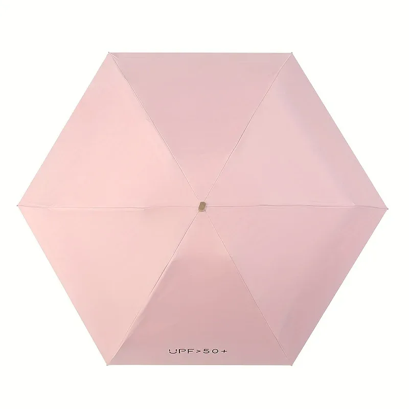 Compact 6-Rib Mini Folding Umbrella - Lightweight Durable Aluminum Alloy Handle & Frame, Manual Open/Close, Stylish Portable Design for Sun & Rain, Available in Pink, Blue, White, Gray - Cute Rain Gear with PVC Umbrella - Image 8