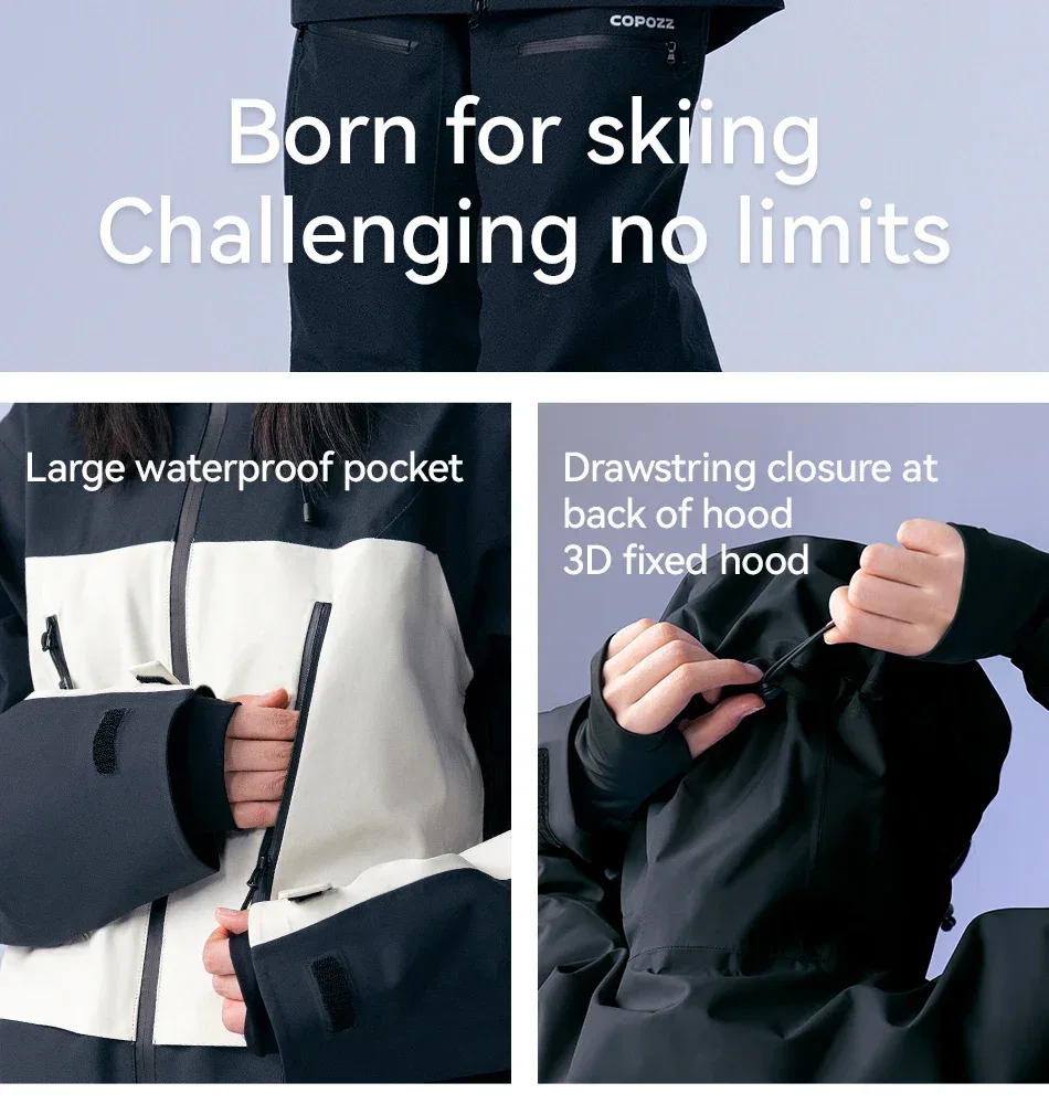 COPOZZ Ski Jacket Women Man Hooded Ski Wear Windproof Winter Overalls Hoodie Waterproof Outdoor Sports Clothing Snowboard - Image 17
