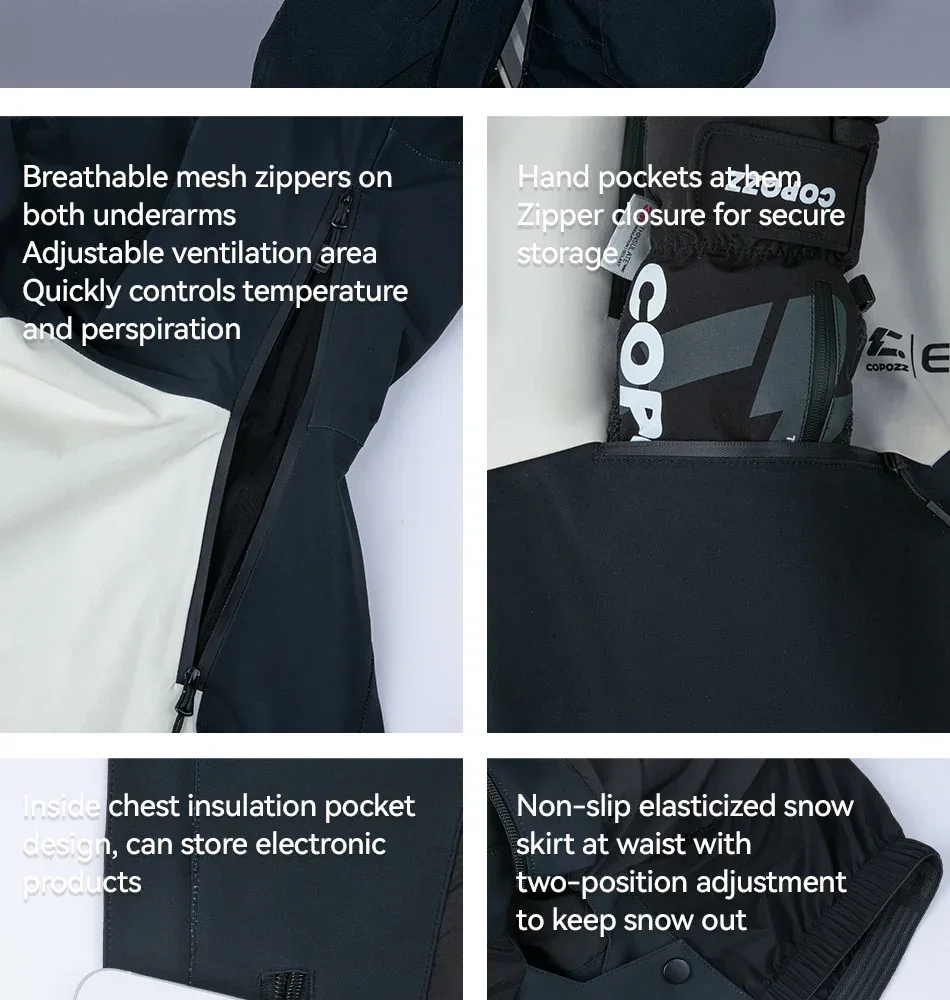 COPOZZ Ski Jacket Women Man Hooded Ski Wear Windproof Winter Overalls Hoodie Waterproof Outdoor Sports Clothing Snowboard - Image 20