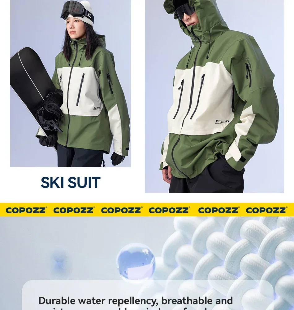 COPOZZ Ski Jacket Women Man Hooded Ski Wear Windproof Winter Overalls Hoodie Waterproof Outdoor Sports Clothing Snowboard - Image 35