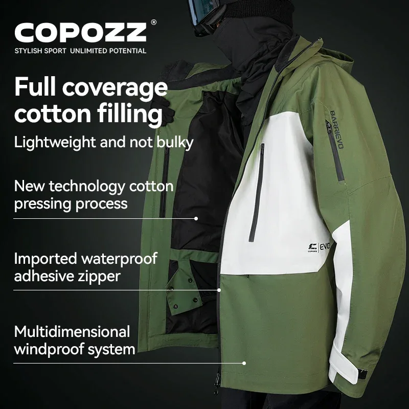 COPOZZ Ski Jacket Women Man Hooded Ski Wear Windproof Winter Overalls Hoodie Waterproof Outdoor Sports Clothing Snowboard - Image 5