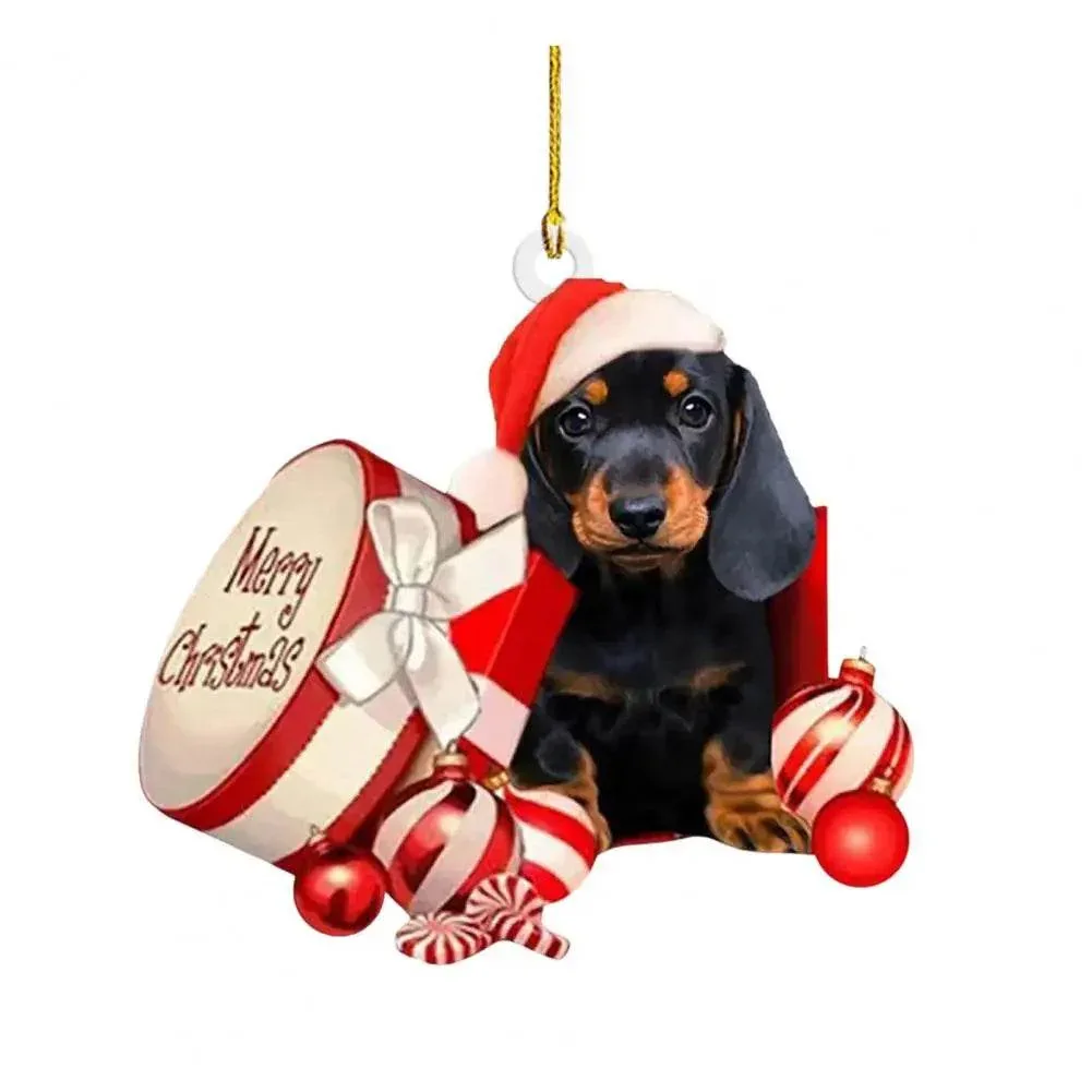 Dachshund Pendant Auto Rearview Mirror Ornament With Lanyard Realistic Shape Christmas Tree Decor Dog Hanging Pendant 개 펜던트 - Image 13