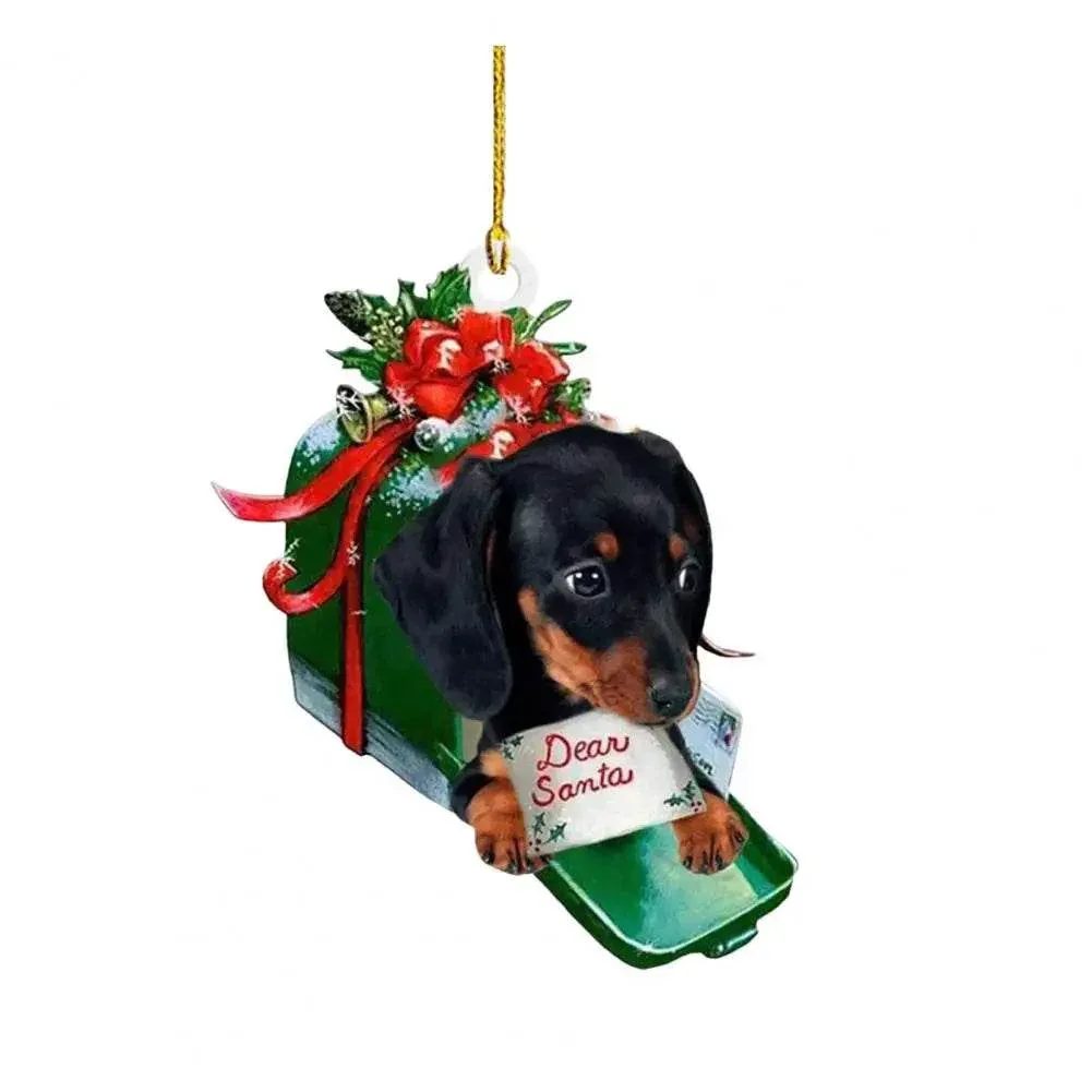 Dachshund Pendant Auto Rearview Mirror Ornament With Lanyard Realistic Shape Christmas Tree Decor Dog Hanging Pendant 개 펜던트 - Image 14