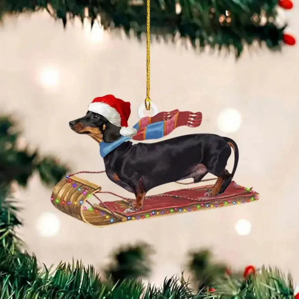 Dachshund Pendant Auto Rearview Mirror Ornament With Lanyard Realistic Shape Christmas Tree Decor Dog Hanging Pendant 개 펜던트 - Image 4
