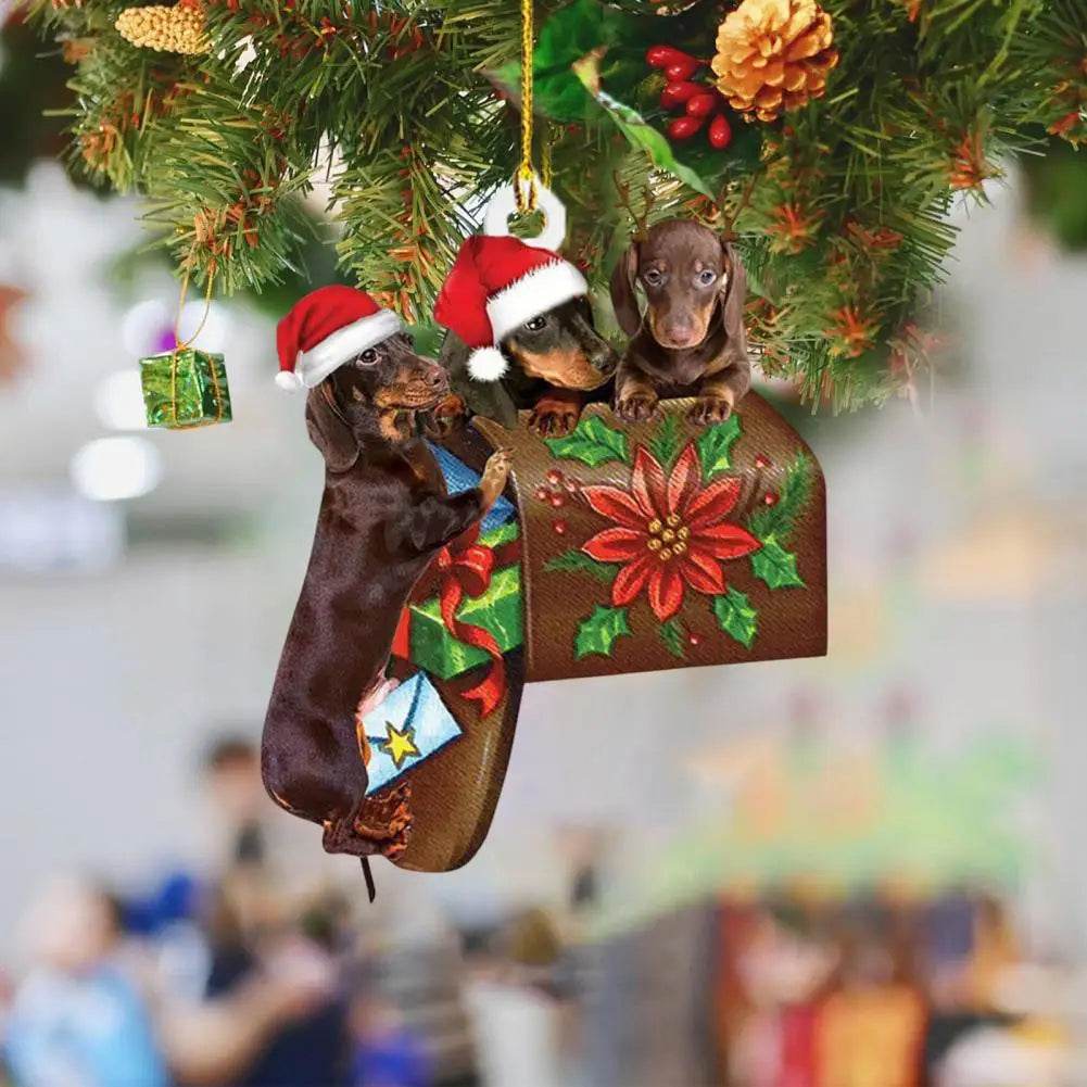 Dachshund Pendant Auto Rearview Mirror Ornament With Lanyard Realistic Shape Christmas Tree Decor Dog Hanging Pendant 개 펜던트 - Image 5