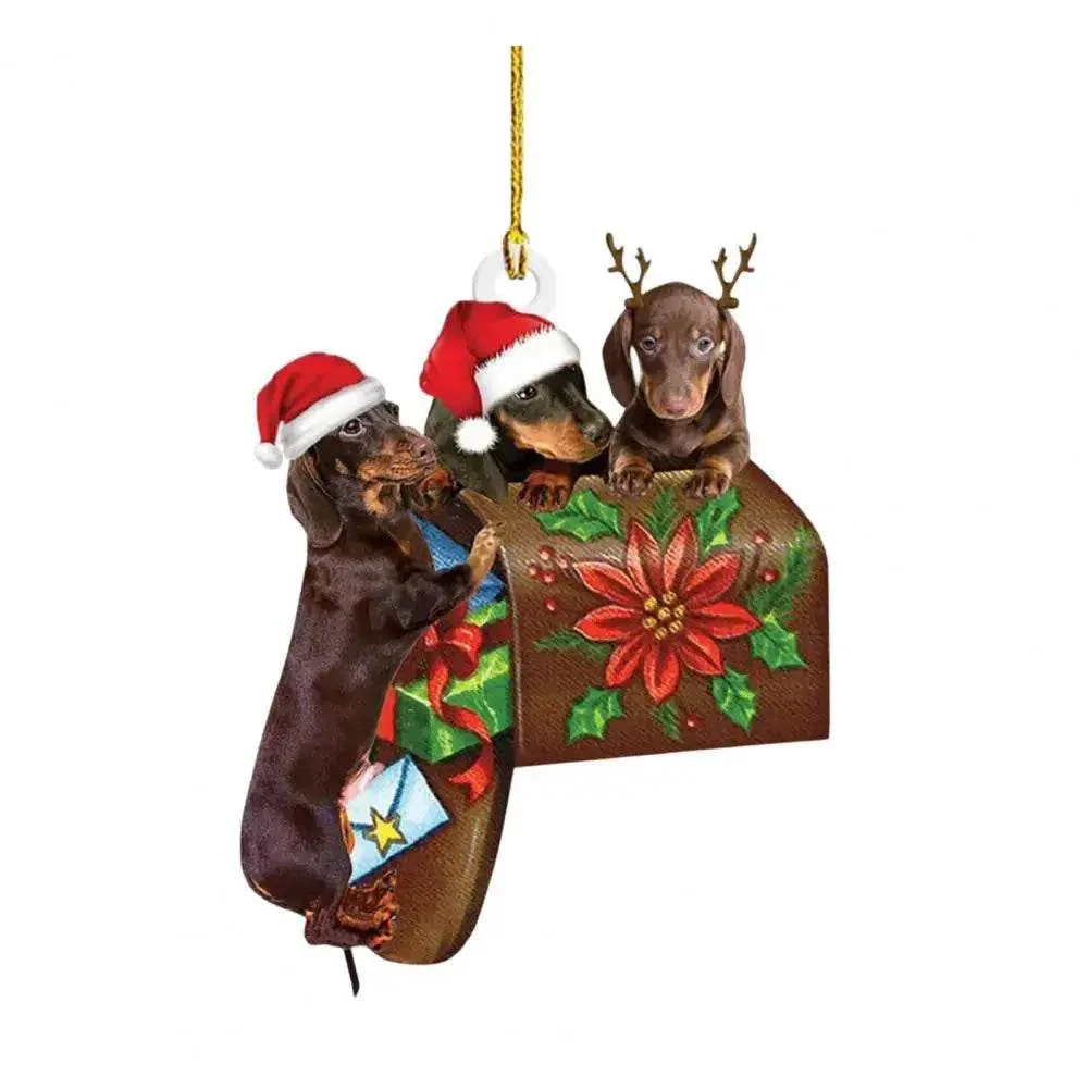 Dachshund Pendant Auto Rearview Mirror Ornament With Lanyard Realistic Shape Christmas Tree Decor Dog Hanging Pendant 개 펜던트 - Image 9