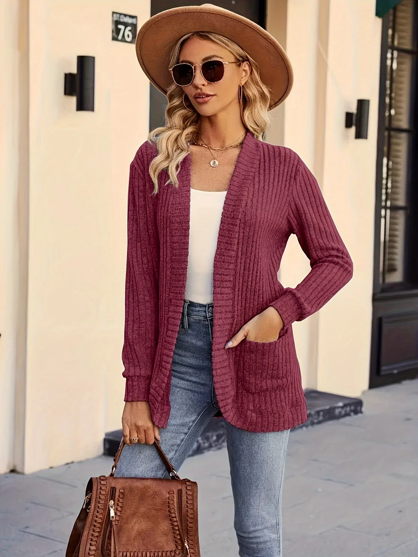 Longline Knit Pocket Cardigan - Image 9