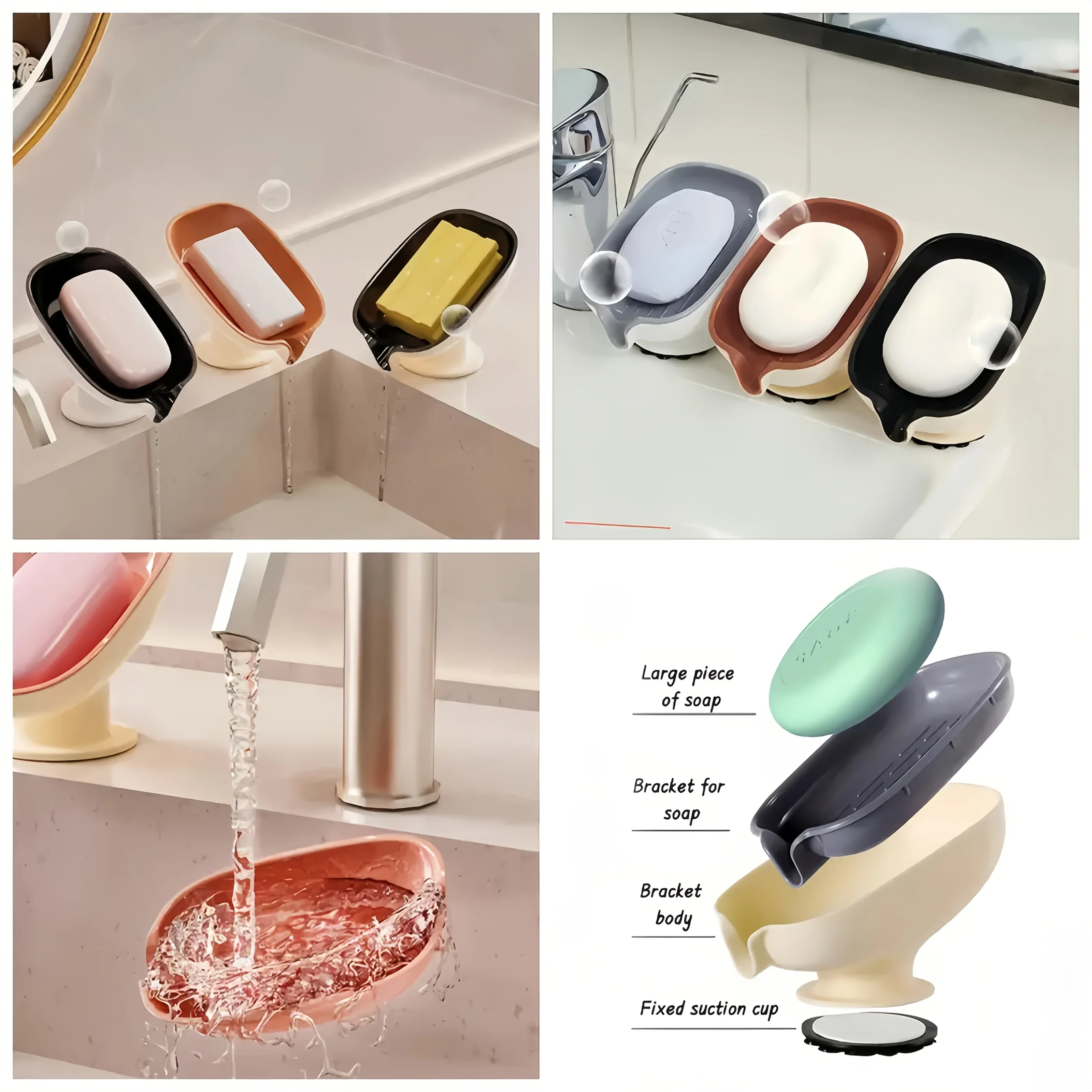 Montero Milan Drain soap dish, soap holder, bathroom drain soap rack, household suction cup soap box without drilling, scented soap holder, scented soap tray, bathroom soap container and storage - Image 3