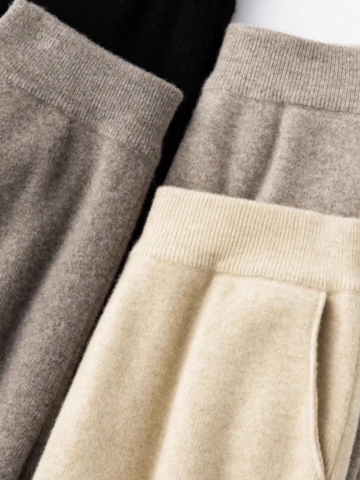 Elegant Pure High Waist Drooping Wide-Leg Pants Women's Outer Wear with Pockets Baggy Straight Trousers Knitted Mop Trousers - Image 3