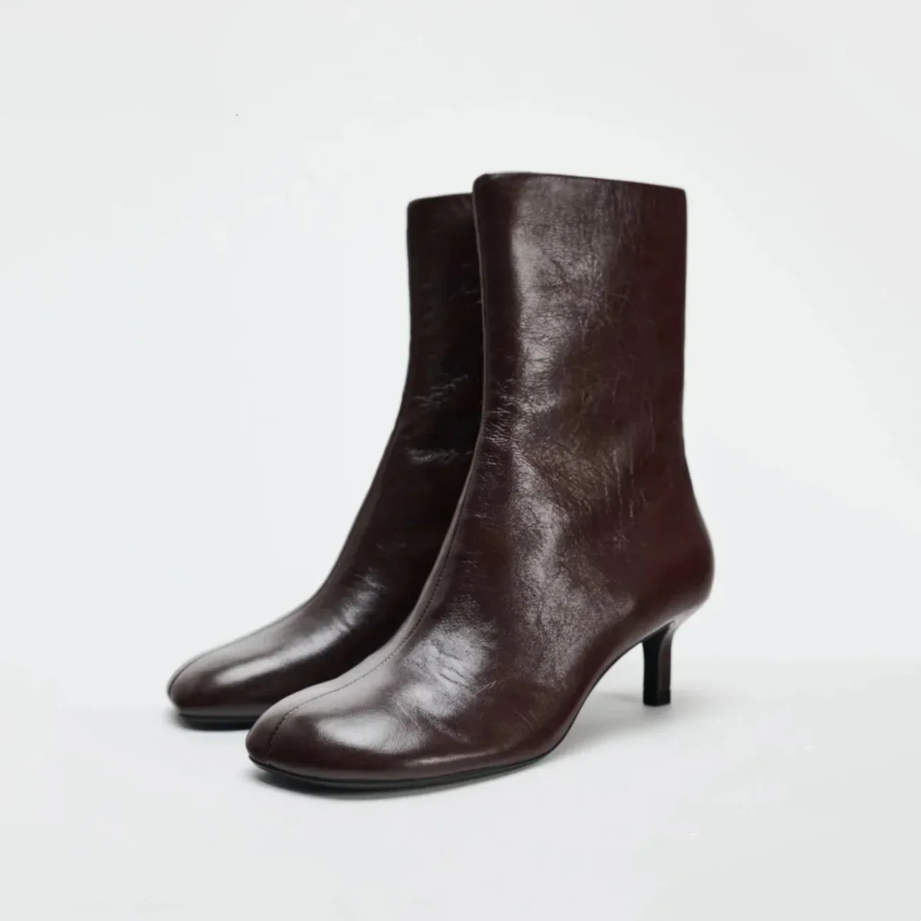 FEDONAS Fashion Women Genuine Leather Thin High Heels Warm Autumn Winter Ankle Boots Round Toe Short Elegant Short Boots Shoes - Image 12