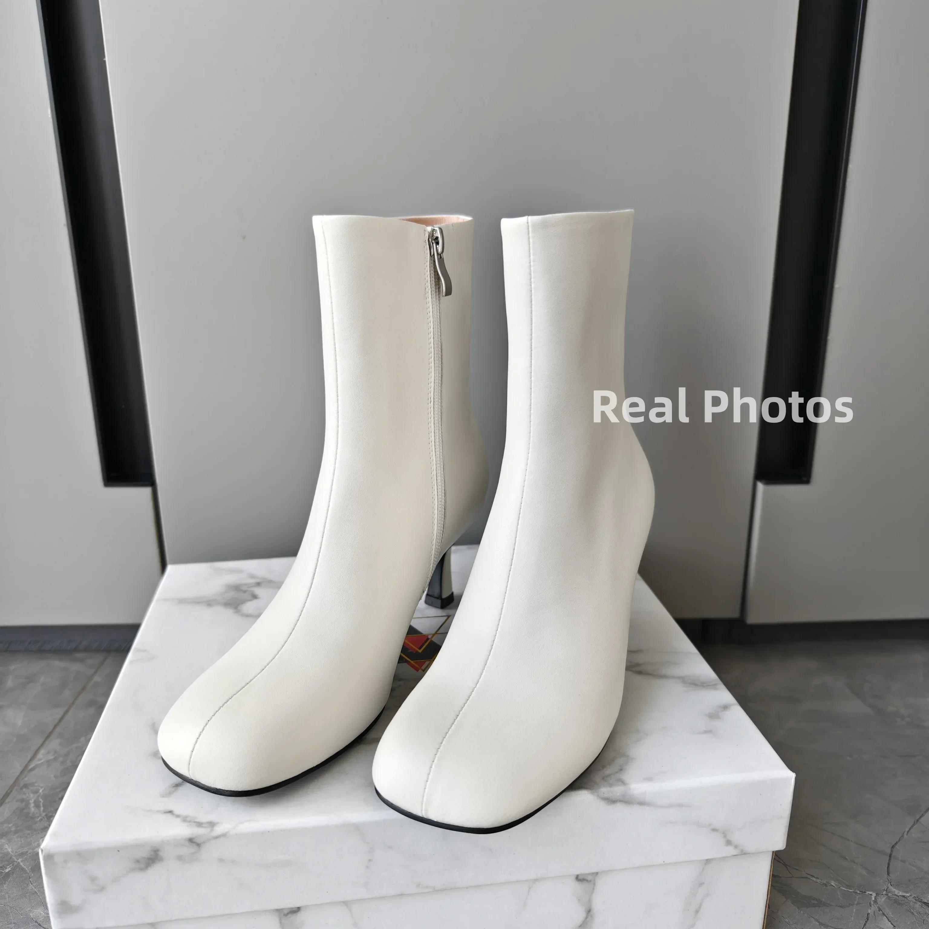FEDONAS Fashion Women Genuine Leather Thin High Heels Warm Autumn Winter Ankle Boots Round Toe Short Elegant Short Boots Shoes - Image 14