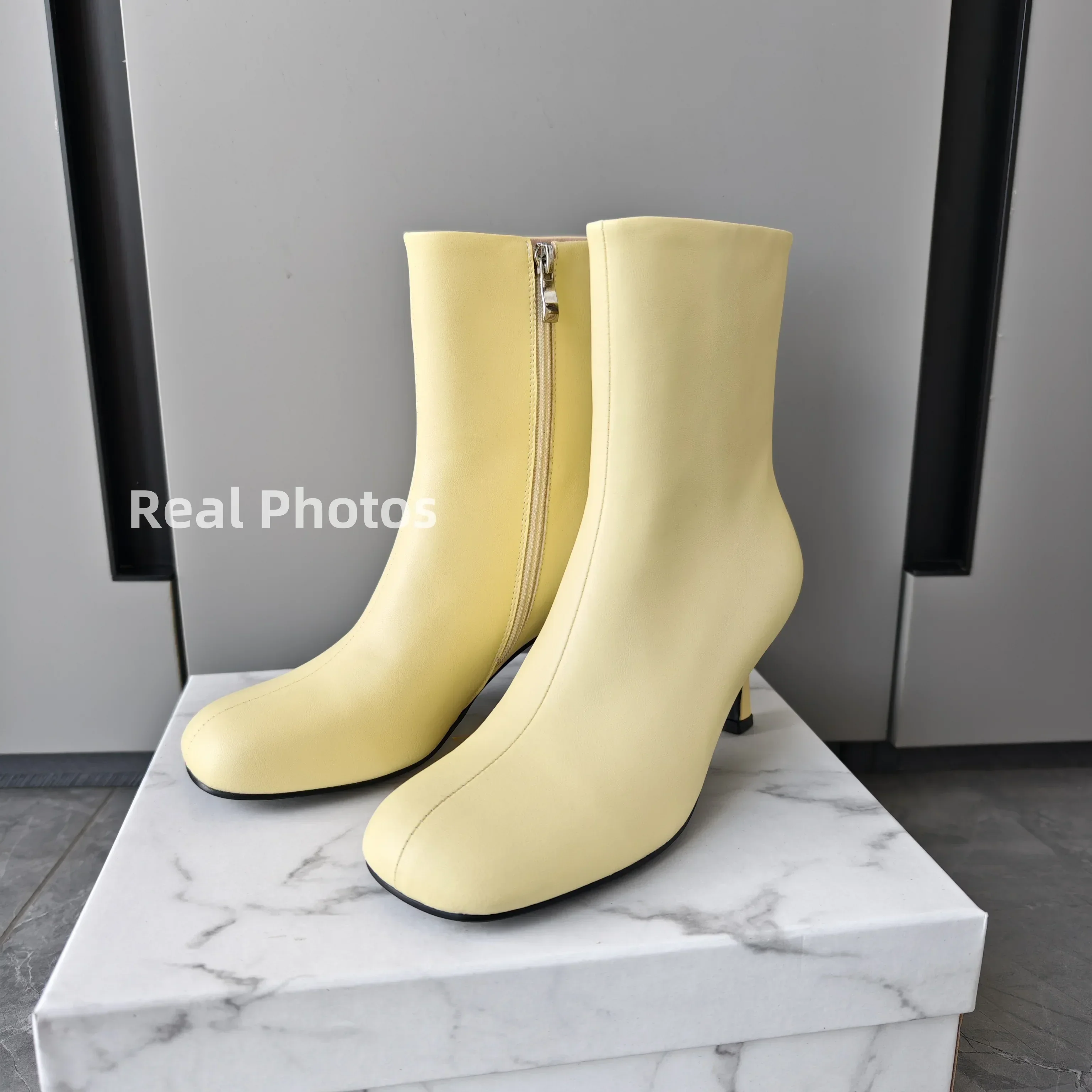 FEDONAS Fashion Women Genuine Leather Thin High Heels Warm Autumn Winter Ankle Boots Round Toe Short Elegant Short Boots Shoes - Image 15