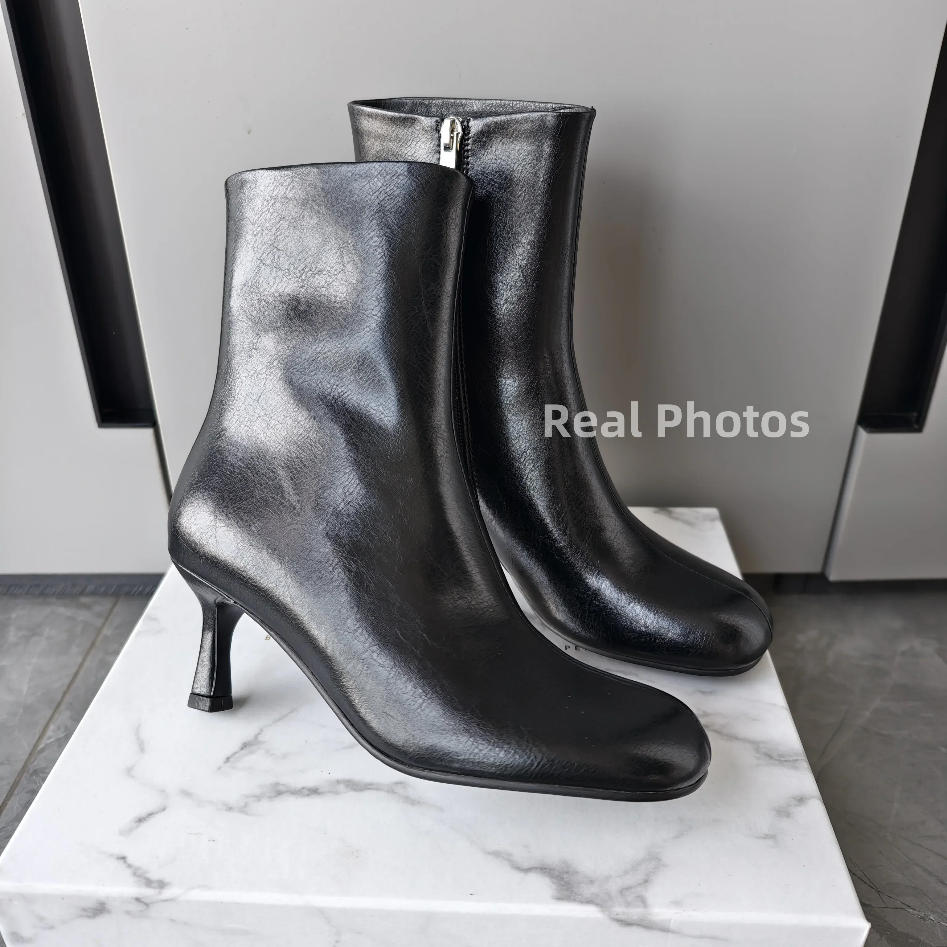 FEDONAS Fashion Women Genuine Leather Thin High Heels Warm Autumn Winter Ankle Boots Round Toe Short Elegant Short Boots Shoes - Image 18