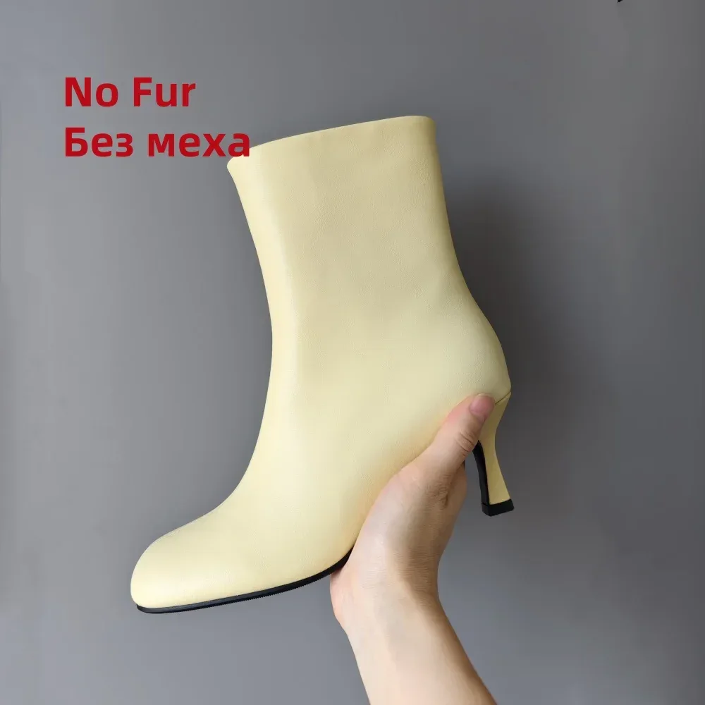 FEDONAS Fashion Women Genuine Leather Thin High Heels Warm Autumn Winter Ankle Boots Round Toe Short Elegant Short Boots Shoes - Image 26