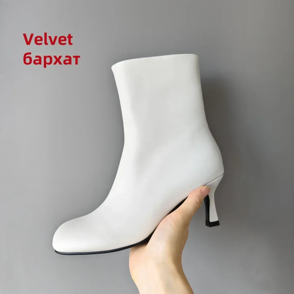 FEDONAS Fashion Women Genuine Leather Thin High Heels Warm Autumn Winter Ankle Boots Round Toe Short Elegant Short Boots Shoes - Image 27