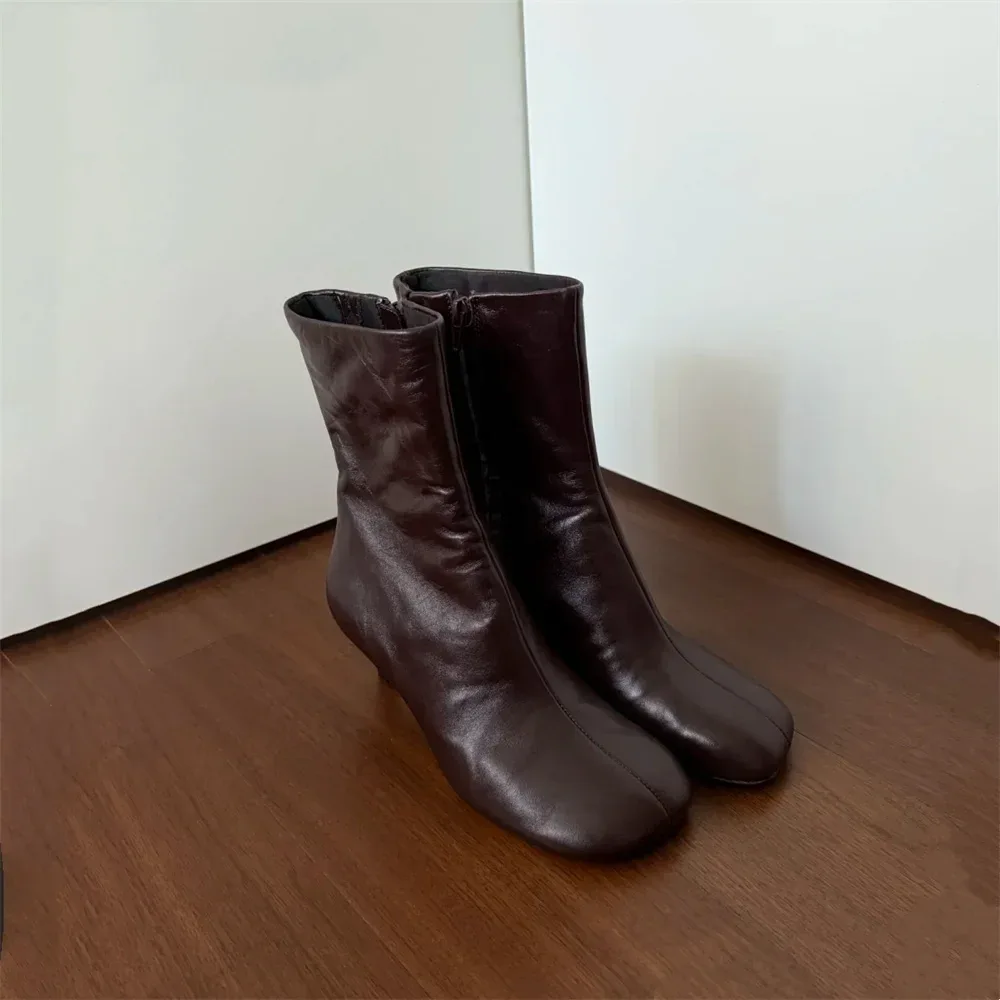 FEDONAS Fashion Women Genuine Leather Thin High Heels Warm Autumn Winter Ankle Boots Round Toe Short Elegant Short Boots Shoes - Image 3