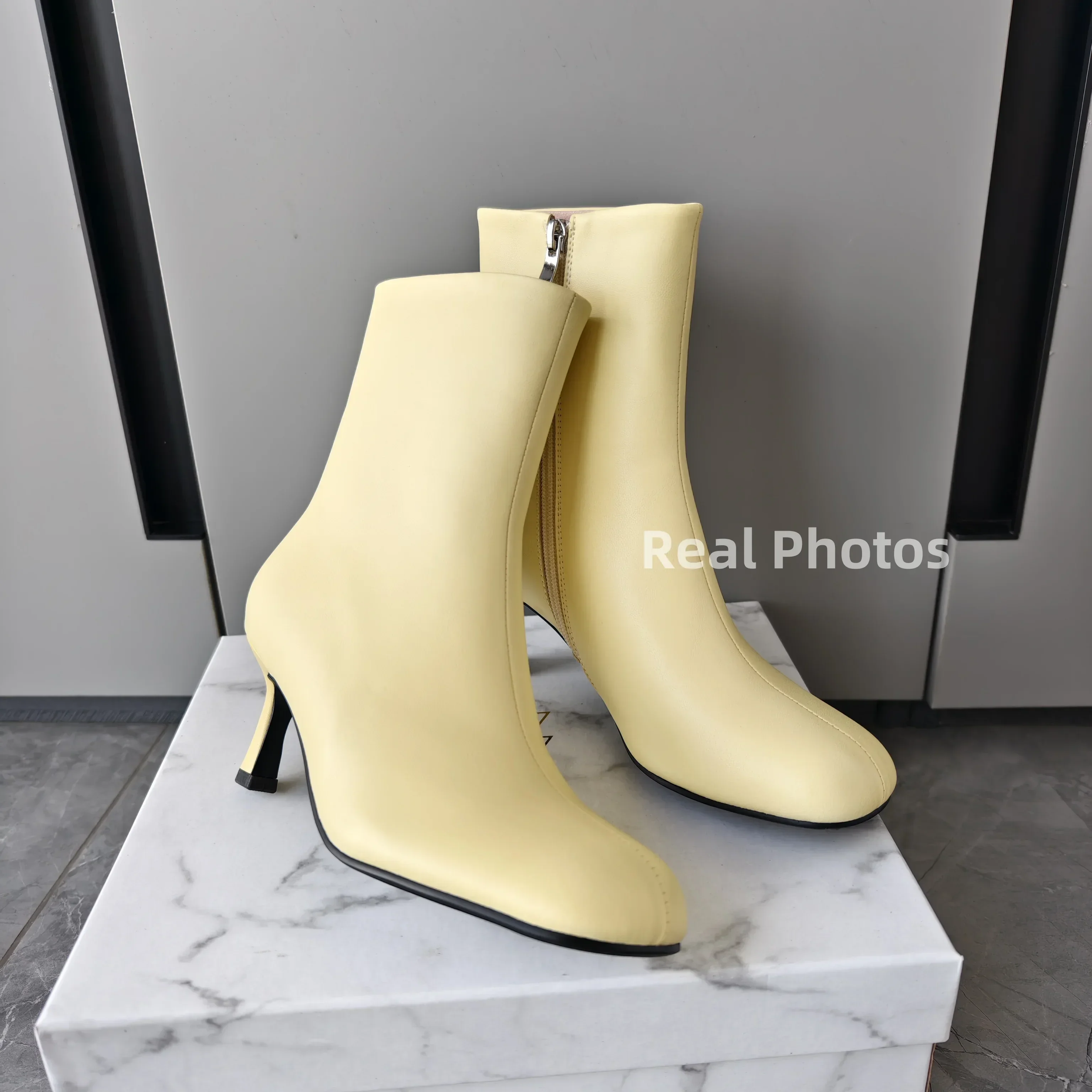 FEDONAS Fashion Women Genuine Leather Thin High Heels Warm Autumn Winter Ankle Boots Round Toe Short Elegant Short Boots Shoes - Image 4