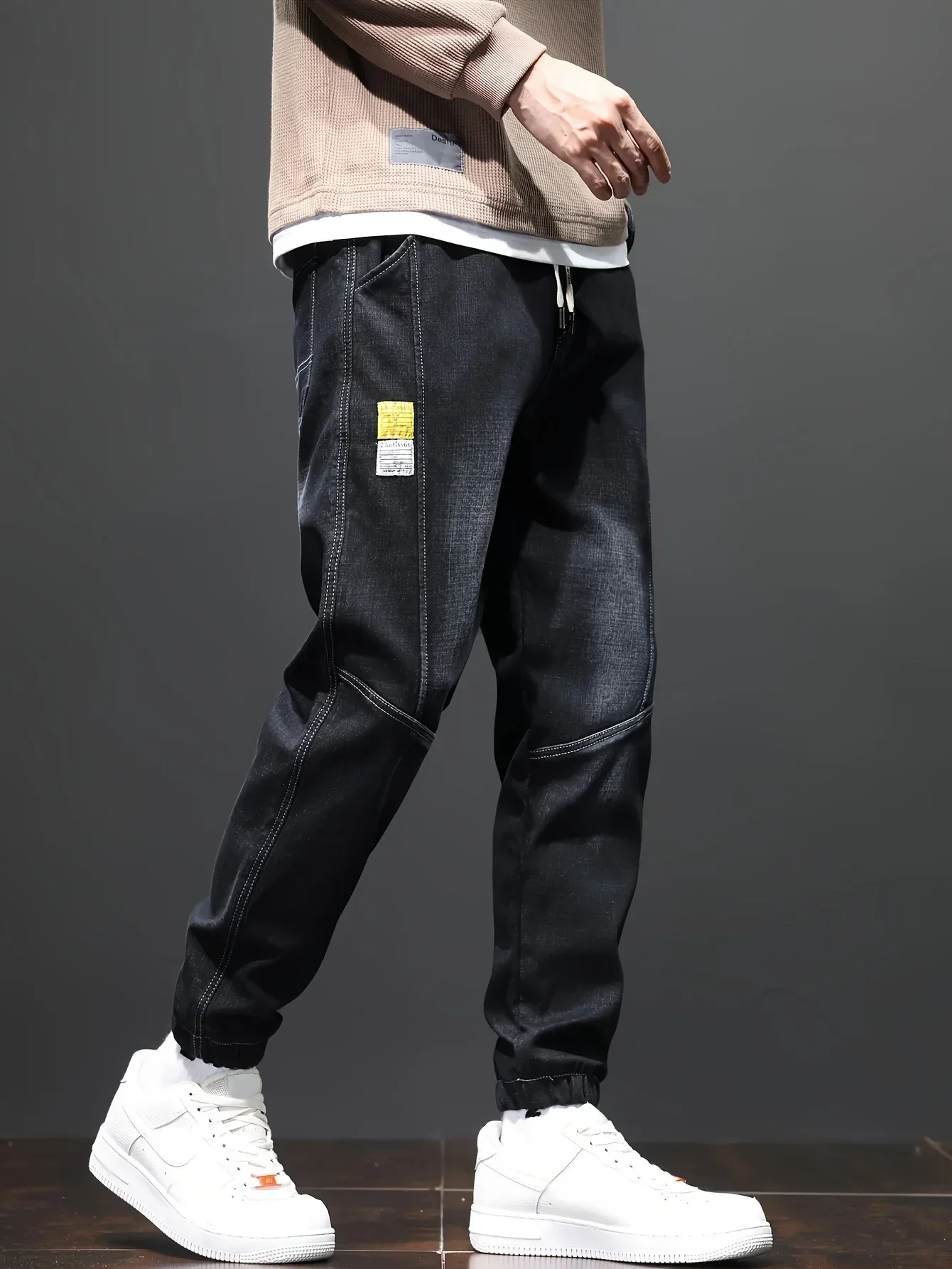 Fleece-Lined Stretch Denim Joggers - Image 8