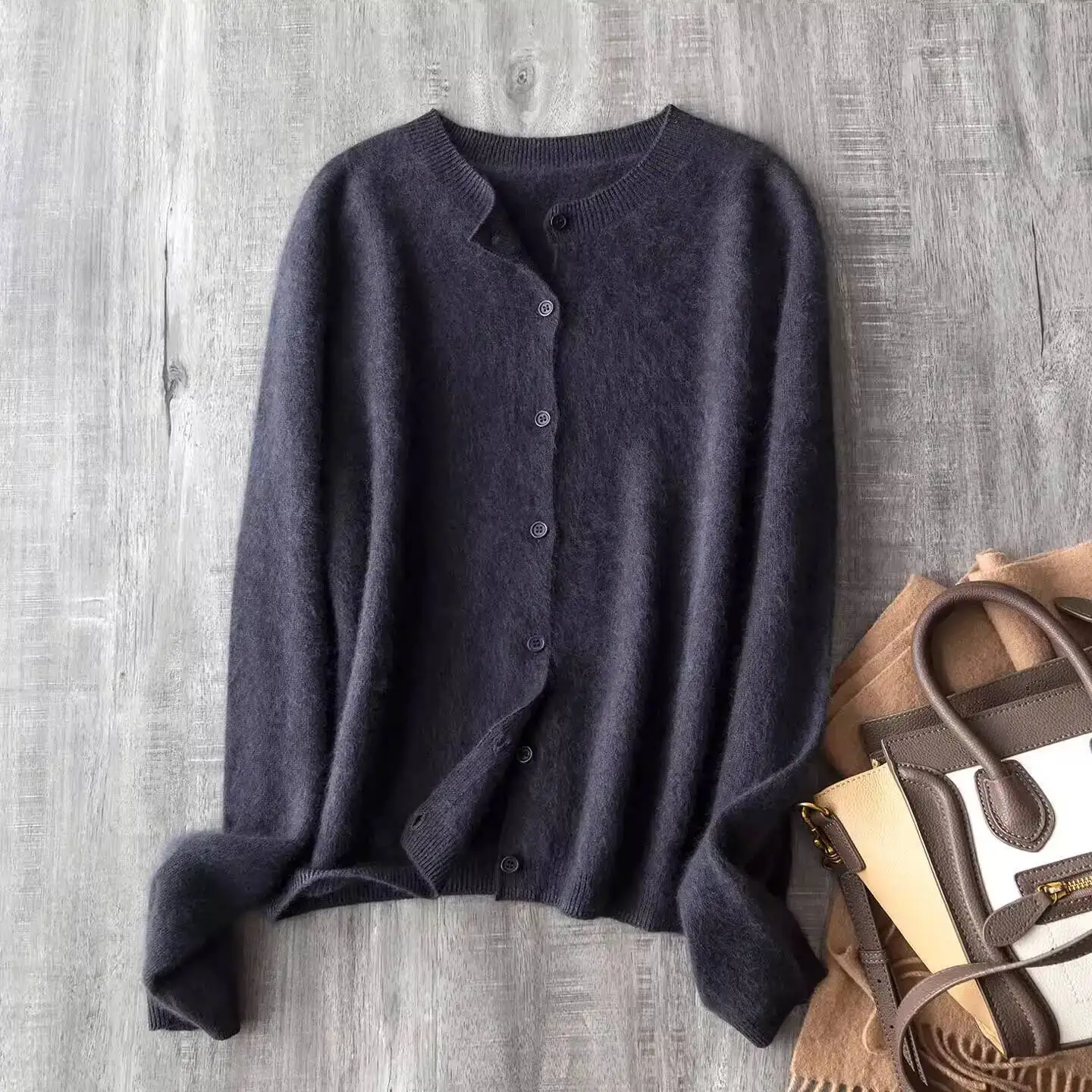 Fleece Wool-Cashmere Button Cardigan - Image 11