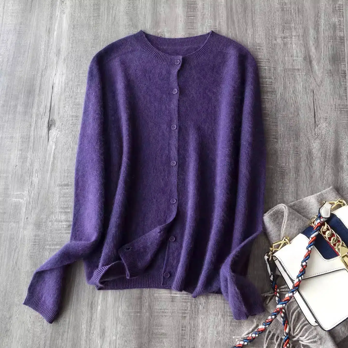 Fleece Wool-Cashmere Button Cardigan - Image 15